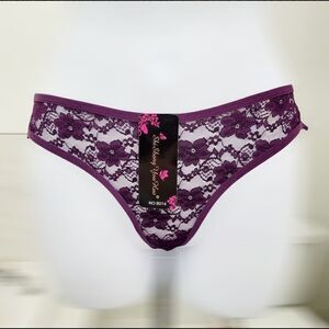 2/$20 Brand New Purple Lace G String T-Back Panties Underwear One Size